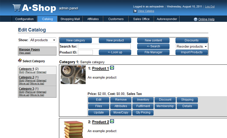 Screenshot of AShop V