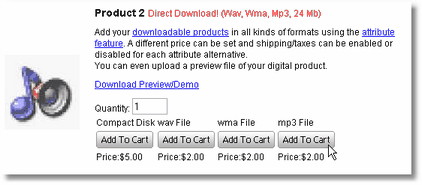 Separate buttons to select attribute alternative.