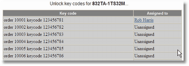Unlock key codes