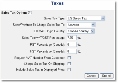Sales Tax Configuration