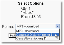 Drop-down box to select attribute alternative.